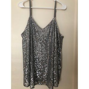 Silver Sequin Tank Top